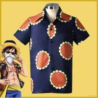 เสื้อเชิ้ตแขนสั้น พิมพ์ลายดอกไม้ วันพีช RED Monkey D Luffy เหมาะกับงานอดิเรก สไตล์ฮาโลวีน สําหรับแต่งคอสเพลย์ 9125