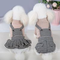 Autumn and Winter New Pet Clothes Houndstooth Princess Dress Dog Lovers Small Dog Clothes Teddy Strap Dress Dresses