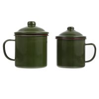 hotx【DT】 Mug Enamel Mugs Cup Cups Camping Drinking Tin Lid Campfire Metal Office