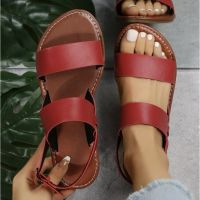 【CW】 Flat Sandals 2023 Leather Rome Ladies Shoes Luxury Zapatos De Mujer Buckle Strap1