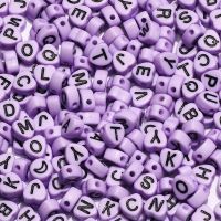 ☜ 7x4mm Purple Mixed Letter Acrylic Beads Alphabet Loose Spacer Heart Beads For Jewelry Making Diy Handmade Bracelet Necklace