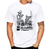 Hipster Man เสื้อยืดแฟชั่น New York ภาพวาดหมึกพิมพ์เสื้อแขนสั้น T เสื้อ Funny Tee Essential