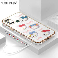 Hontinga เคสโทรศัพท์ Realme 7i C17,เคสมือถือลายการ์ตูน Hello Kitty ทำจากโครเมียมหรูหราฝาครอบทั้งหมดป้องกันกล้องเคสยางสำหรับเด็กผู้หญิง