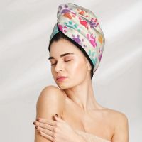 Girl Hair Drying Hat Colorful Dogs Paws Hair Towel Cap Hat Bath MicrofiberTowel Cap Absorption Turban Towels