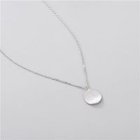 Women 925 Sterling Silver Round Necklace Circle Matte Pendant Chain Minimalist Simple Jewelry Gift Adjustable