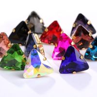 【CW】 10pcs Glass Strass Rhinestones Triangles Claw Sewing Accessories Nails Triangular Jewelry Making