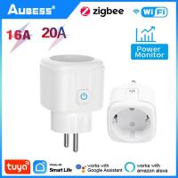 Tuya Wifizigbee Smart Plug 16A20A EU Smart Socket พร้อมฟังก์ชั่นจับเวลาการตรวจสอบพลังงานการควบคุมด้วยเสียงผ่าน Alexa Home