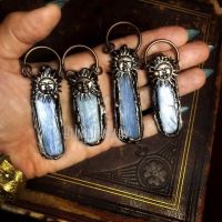 PM43018 Kyanite Sun Pendant Celestial Tribal Jewelry Healing Stones Kyanite Pagan Pendant Witch Wicca Goth Jewelry