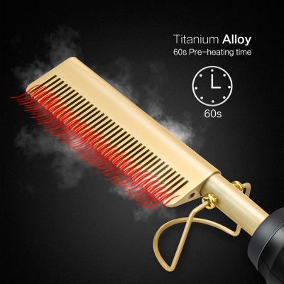 ‘；【。- Hot Comb Hair Straightener Curler Wet Dry Hair Comb Electric Hot Heating Comb Flat Iron Hair Straightening Brush Styling Tool