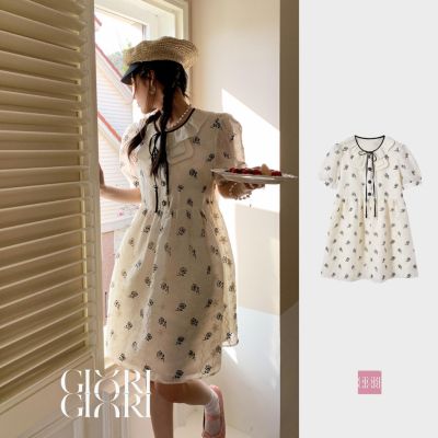 สินค้าลิขสิทธิ์แท้ IRIS X GIRI  23 SS Cream Rose Dress ID2023K15 เสื้อผ้าแฟชั่นผู้หญิง เดรส