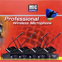 ไมโครโฟน ไมค์ประชุม ไมค์ตั้งโต๊ะ wireless microphone ไมค์ประชุมไร้สาย 4 ตัว 4 ความถี่ รุ่น COMSON SM-5844 ฟรีกระเป๋าไมค์ มีเก็บเงินปลายทาง