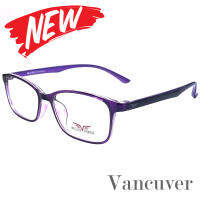 กรอบแว่นตา สำหรับตัดเลนส์ แว่นสายตา แว่นตา รุ่น Vancuver 3212 C-3 สีม่วง ทรงเหลี่ยม ขาข้อต่อ วัสดุพลาสติกพีซีเกรดเอ เบา เหนียว ไม่แตกหัก