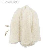 Aolzbiip49h ทารกแรกเกิดยืดถัก Fuzzy Wrap การถ่ายภาพเด็ก Props Soft Jersey ชุดหมวก Swaddle Photo