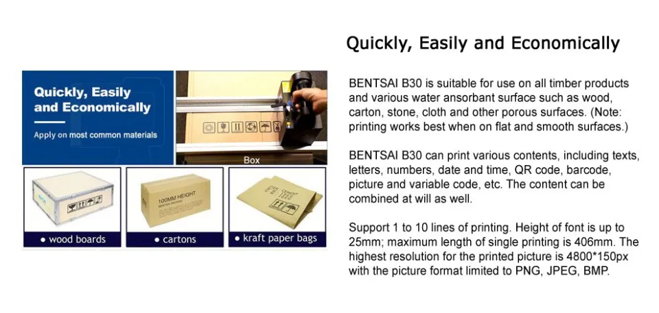 BENTSAI B30 Portable Handheld Mobile Inkjet Printer Lazada