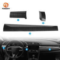 3Pcs ภายในรถ Dashboard แผงสติกเกอร์ Trim คาร์บอนไฟเบอร์สำหรับ Honda Civic 10th Gen 2016 2017 2018 2019 2020 2021