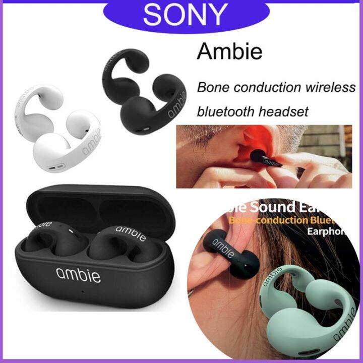 Sony Ambie Sound Earcuffs Ear Bone Conduction Earring Bluetooth Earphones Wireless Sports 6948