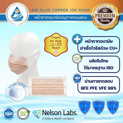ใหม่ล่าสุด!  Air Plus Soft COPPER ION MASK (Anti-Virus) 1กล่อง /40ชิ้น รุ่น"ไม่เจ็บหู" ผลิตในไทย ปลอดภัย มีอย VFE BFE PFE99%