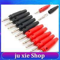 JuXie store 10Pcs/lot Red and Black 4mm Side Stackable Banana Plug Connector For Musical Speaker Video Audio DIY Connector