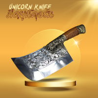 Unicorn Knife มีดยูนิคอร์น มีดสับกระดูก มีดปังตอ ด้ามไม้แท้ ออกแบบเอกลักษณ์ ลวดลายยูนิคอร์น สไตล์มังกร เสริมบารมี ร่ำรวย