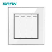 【DT】hot！ SRAN light switches 4 gang 1/2 way crystal acrylic white/black appliance wall power switch wholesale