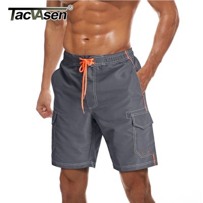 TACVASEN กางเกงชายหาดขาสั้นมีคาร์โก้สำหรับผู้ชายชุดว่ายน้ำกางเกงขาสั้นโต้คลื่นแห้งเร็วกางเกงว่ายน้ำ