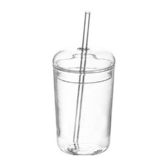 high-end-cups-สตรอเบอร์รี่300มล-น่ารักนอร์ดิกถ้วยแก้วด้วยฟางสร้างสรรค์ถ้วยน้ำใสนักเรียนนมแก้วทนความร้อน