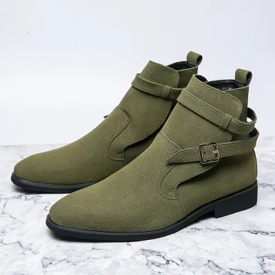 แฟชั่นผู้ชายเชลซีรองเท้า38-48การออกแบบแฟชั่นที่มีคุณภาพสูงเลียนแบบหนังนิ่มชุดรองเท้าชุดรองเท้าฤดูหนาวที่ทำด้วยมือข้อเท้า