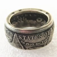 แหวนเหรียญดอลลาร์มอร์แกน Usa 39; Eagle39; โลหะผสมทองแดงนิกเกิลทำด้วยมือมีขนาด8-16random วันที่