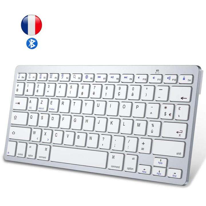 French AZERTY Layout Bluetooth Keyboard Light Portable Slim Wireless Keyboard clavier for iOS
