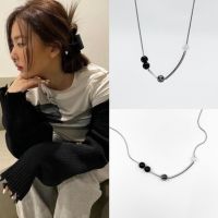 Vintage Round Beads Necklace For Women 2023 Design Minimalist Titanium Steel Beaded Choker Necklace Ladies Collar Clavicle Chain 【hot】d25bil