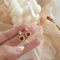 2019 New Fashion Temperament Romantic Red Heart Earrings Elegant Sexy Korean Women Jewelry Earrings