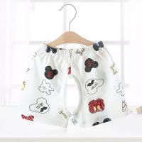 【Ready】? Baby summer pure cotton thin open file shorts for womens treasure home pajama pants for mens treasure loose version