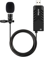 FIFINE TECHNOLOGY USB Lavalier Lapel Microphone, Fifine Clip-on Cardioid Condenser Computer Mic Plug and Play USB Microphone with Sound Card for PC and Mac-K053