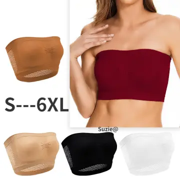 2Pcs Tube Top Plain Stretch Seamless Strapless Bra Top Camisole Wrapped  Chest for Women Black White