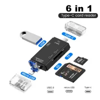 SD Card Reader USB C Card Reader 6 In 1 USB 2.0 TF/Mirco SD Smart Memory Card Reader Type C OTG Flash Drive Cardreader Adapter USB Hubs