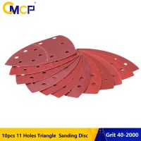 CMCP 10pcs Self-adhesive Sandpaper 11 Holes Triangle Hook Loop Sanding Disc Abrasive Tools For Polishing Tool Grit 40-2000