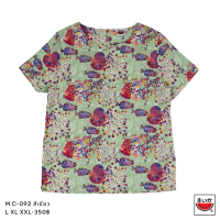 เสื้อแตงโม (SUIKA) - เสื้อผ้าป่านมัสลิน คอปาดกระดุมหลัง 3 เม็ด แขนสั้น  (M.C-092)