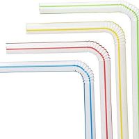 Disposable Plastic Drinking Straws Multi Colored Striped Bendable Elbow Straws Party Event Alike Supplies Color Random