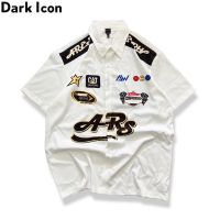 ஐ✣ Dark ICON เสื้อโปโลลําลอง พิมพ์ลาย สีขาว แฟชั่นฤดูร้อน สําหรับผู้ชาย