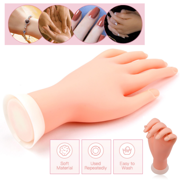 High Simulation Silicone Hand Model For Nail Art Practice 3d Adult  Mannequin With Flexible Finger Adjustment Display With Holdle 1 Pc | Fruugo  SA