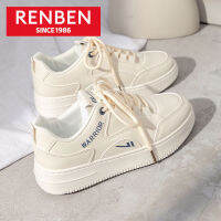 RENBEN Hot White รองเท้าผู้หญิงแพลตฟอร์มพอร์ตสไตล์รองเท้าผ้าใบ Niche Original รองเท้าผู้หญิง Board Shoes