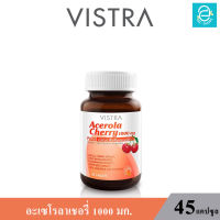 (ล็อตใหม่ล่าสุด Exp.12/06/2025) VISTRA Acerola Cherry 1000 mg.&amp; Citrus Bioflavonoids Plus - วิสทร้า อะเซโรล่าเชอร์รี่ ขนาด  45 แคปซูล