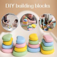 Baby Wooden Toy Balancing Building Colored Stone Block Creative Nordic Style Educational Toys Rainbow Stone Stacking Toy