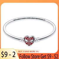 New Disney Hot Selling Womens Heart Spiderman Bracelet 925 Sterling Silver Bracelet for Original Beaded Beaded Jewelry