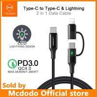 Mcdodo USB Cเคเบิ้ลเพื่อพิมพ์-C + iPhoneสายเคเบิลหลอดไฟ2 In 1 PD 100วัตต์สำหรับIphone 12 Pro Max Iphone 11 Pro iPhone X 8พลัสXR XS MAXสายชาร์จอย่างรวดเร็วสำหรับSamsung Huawei Mate 20 Pro P30 Proที่ชาร์จแบรนด์เสี่ยวมี่ข้อมูล