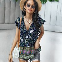 Holiday Discounts Summer New Fashion Boho T-Shirt Womens Bohemian Clothes Female Tops Free Shipping