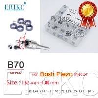 ERIKC ปะเก็น B70หัวฉีดหัวฉีด Piezo ปรับ Shim ขนาด1.62-1.80มมชิ้นส่วนเครื่องซักผ้าซ่อมดีเซล50ชิ้นสำหรับการฉีด Bosch Pizeo