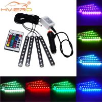 4X Car Led RGB Led Strip Light 5050 SMD Auto Remote Control Decorative Flexible LED Dome Atmosphere Lamp Additional Brake Light