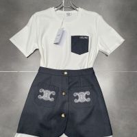 [FREE SHIPPING] Contrast Embroidery Letters Versatile Cute Two Piece Set T Skirt