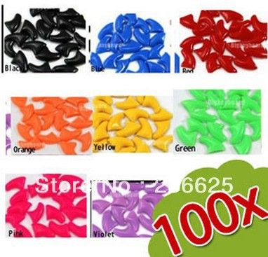 จัดส่งฟรีจำนวนมาก100ชิ้น14สีนุ่มแมวสัตว์เลี้ยงเล็บหมวกกรงเล็บควบคุม Paws ปิด5ชิ้นกาวกาวขนาด XS SML